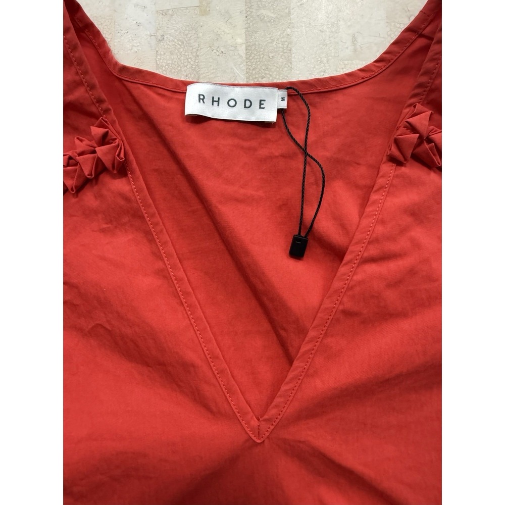 Rhode Red Arya Cotton Peplum V Neck Peasant Designer Top Sz M NWOT $325 - Picture 5 of 9